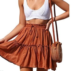 boho ruffle tiered skirt